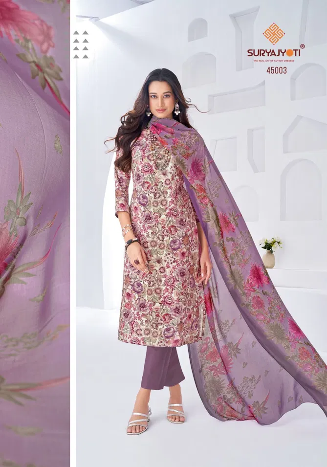 Naishaa Vol 45 By Suryajyoti Jam Satin Printed Dress Material Suppliers In India